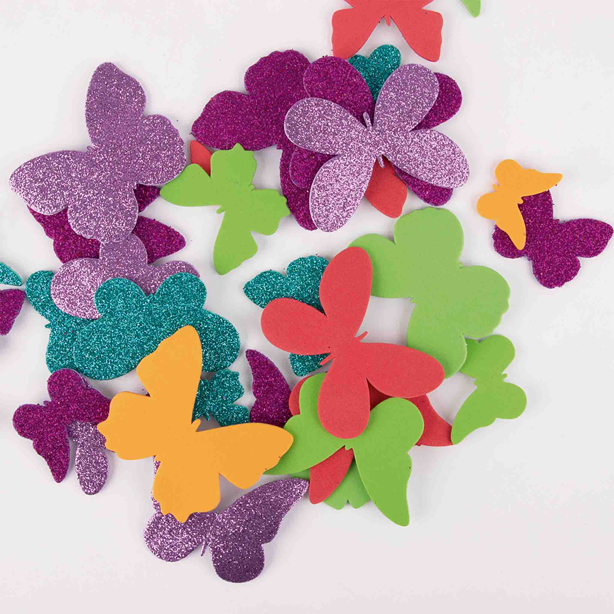 FIGURAS GOMA EVA ADHESIVA MARIPOSAS DE COLORES APLI